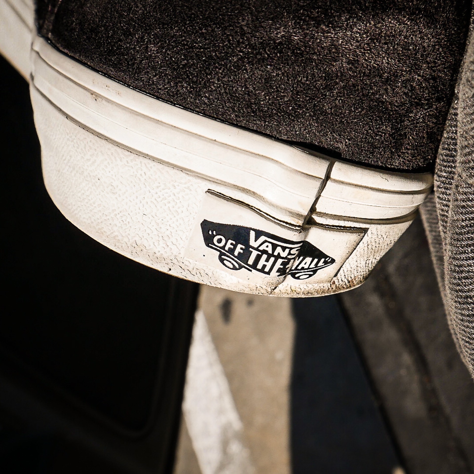 Original streetwear photograph: the heel of a Vans “Off The Wall” sneaker, close up